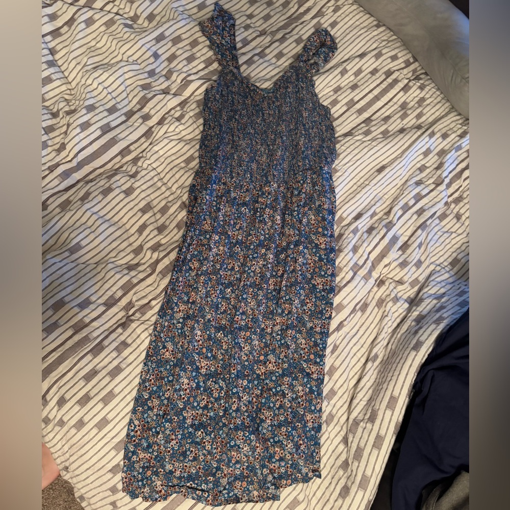 Blue dress with floral pattern
